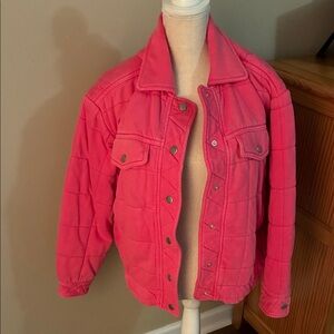 Shop Stevie Bright Pink Quilted Puffer Jacket